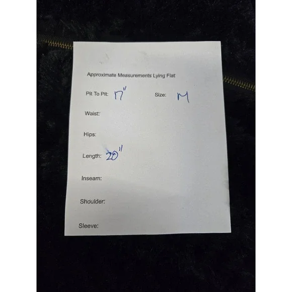 Fever Black Faux Fur Vest Women's Medium Sleeveless Zippered Textured‎ - Picture 6 of 9